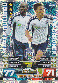 Mulumbu Gardner West Bromwich Albion 2014/15 Topps Match Attax Duo #419